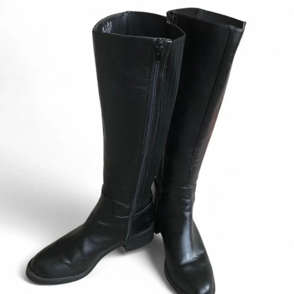 Lifestride Bristol Black Leather Riding Boots Size 8M